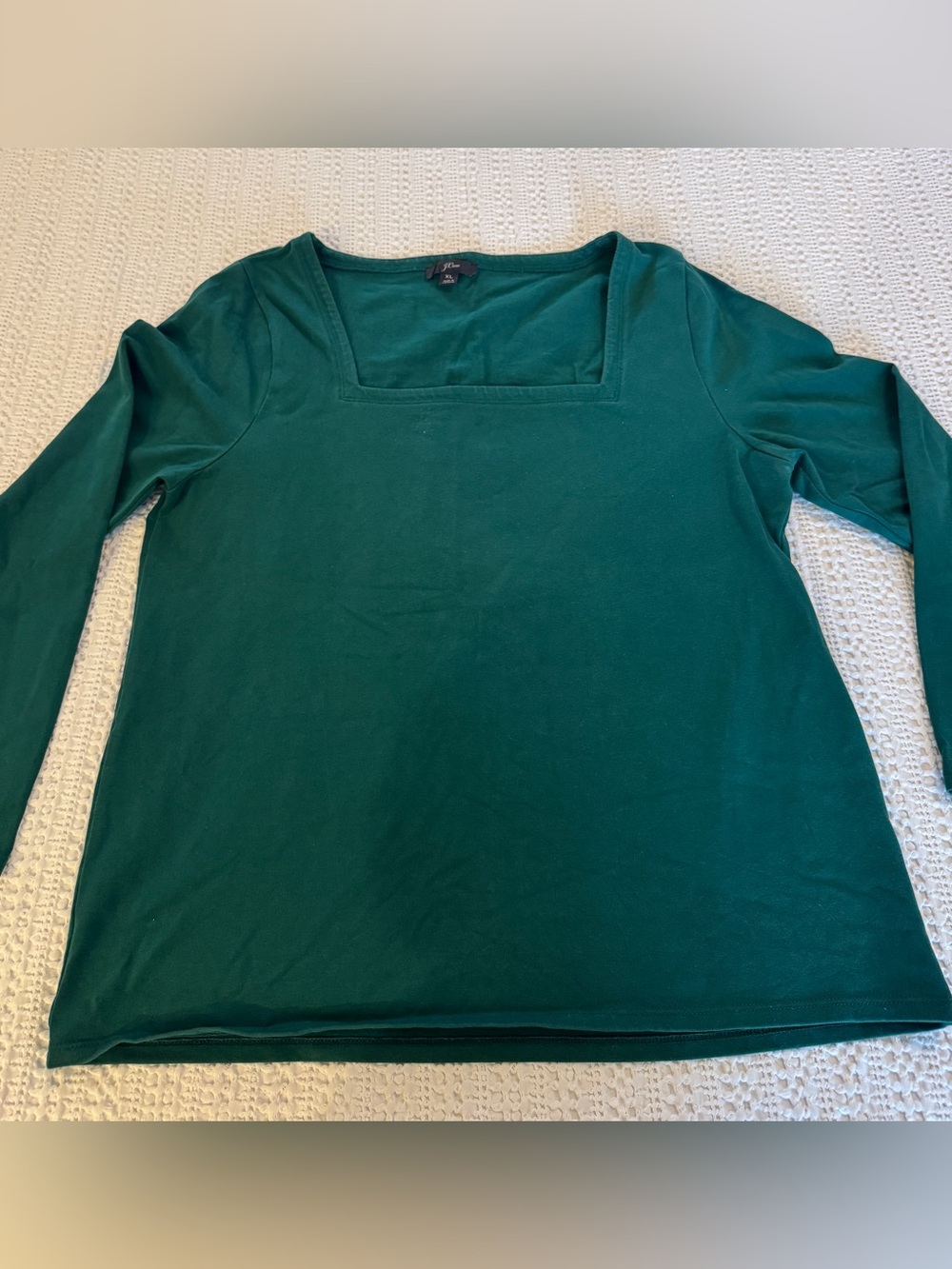J.Crew Green Square Neck Long Sleeve Top Women’s XL